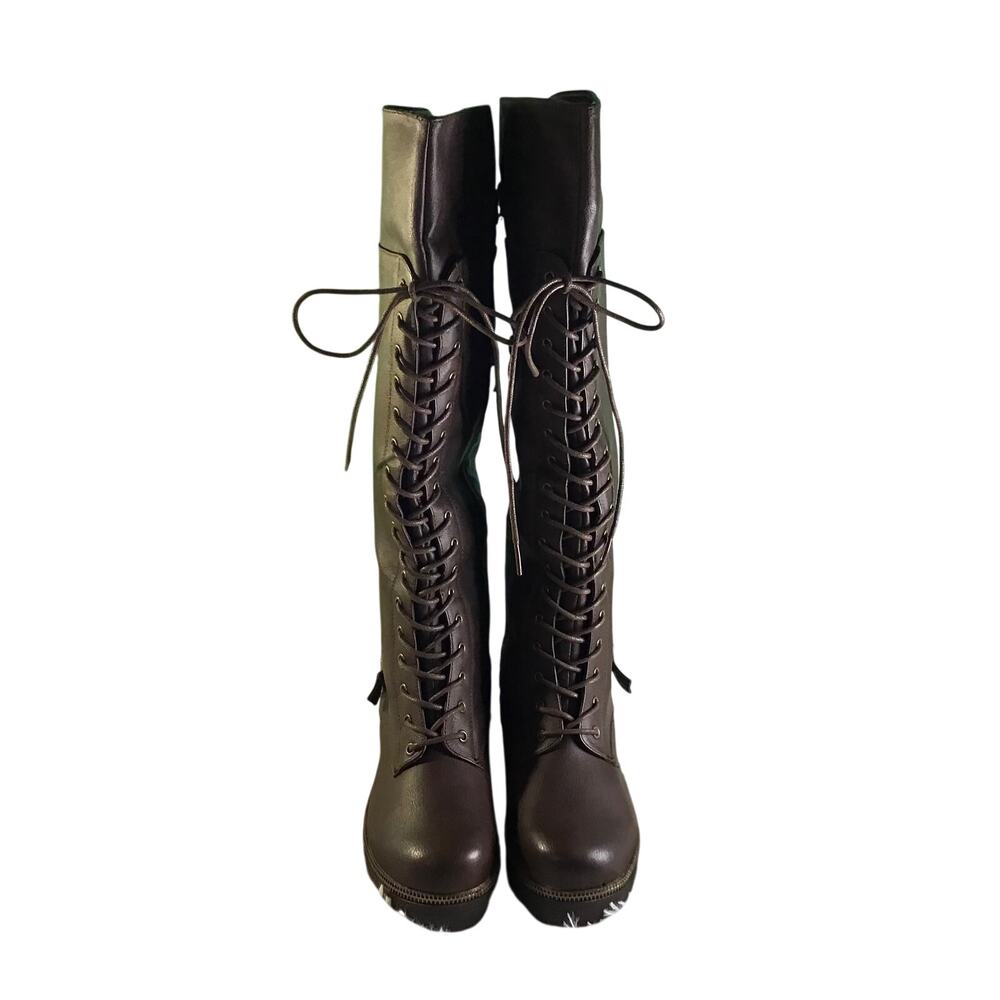 FRH Brown Tall Lace Up Boots Women’s Size 5 1/2